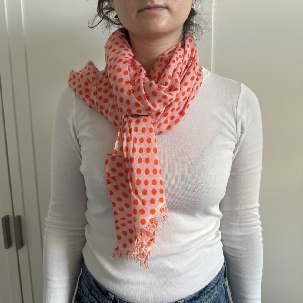 Crampel Orange Pink Polka Dot Scarf OS